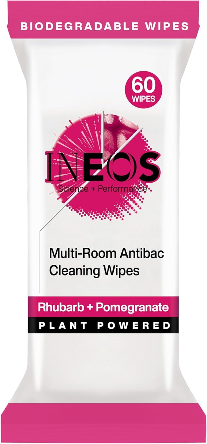 Ineos Next-Gen Antibac Multi-Room Disinfectant Wipes - 60 Count | Rhubarb & Pomegranate Scent 1