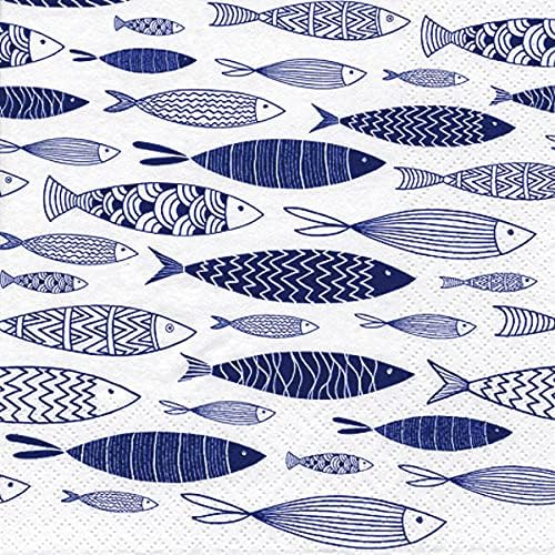 Anniversary House Tiflair Shoal of Blue Fish Lunch Napkins - 3 Ply, Pack of 1 | 33 x 33cm 5
