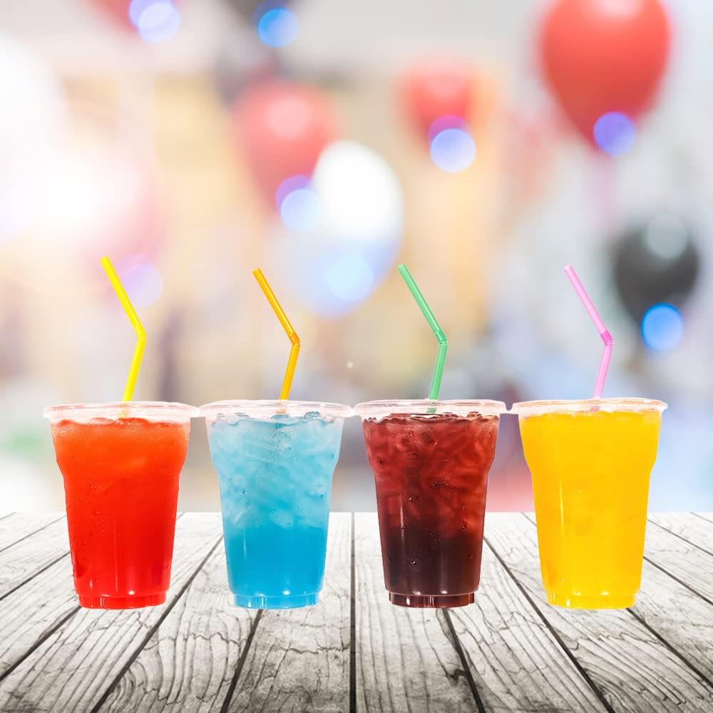 1ABOVE 100 Pack Clear Plastic Disposable Drink Cups - 180ml (7oz) | Lightweight | Includes Lids 8