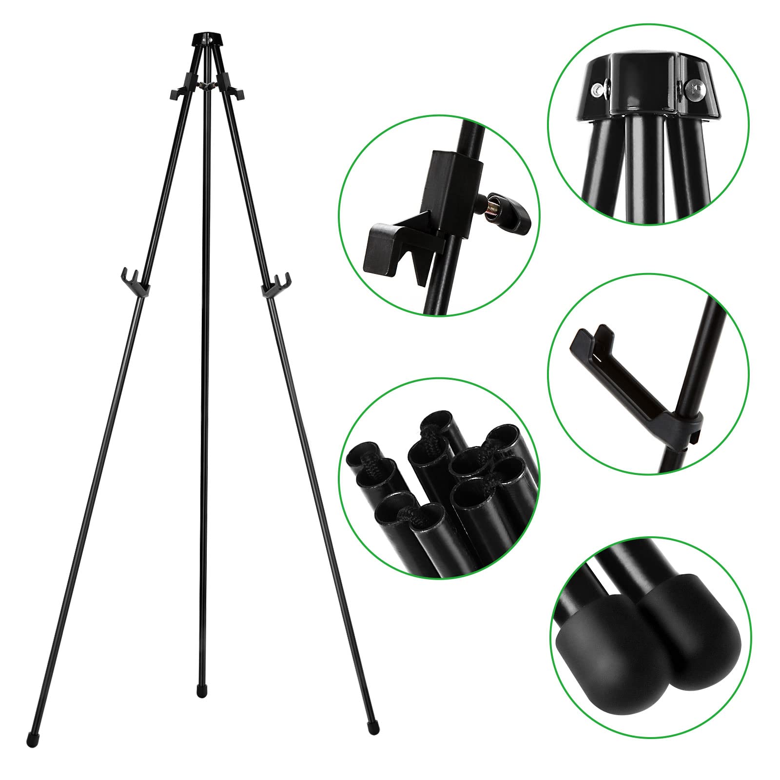 ASelected Adjustable Metal Display Easel Stand - 160cm Height, Foldable, Black Finish 3