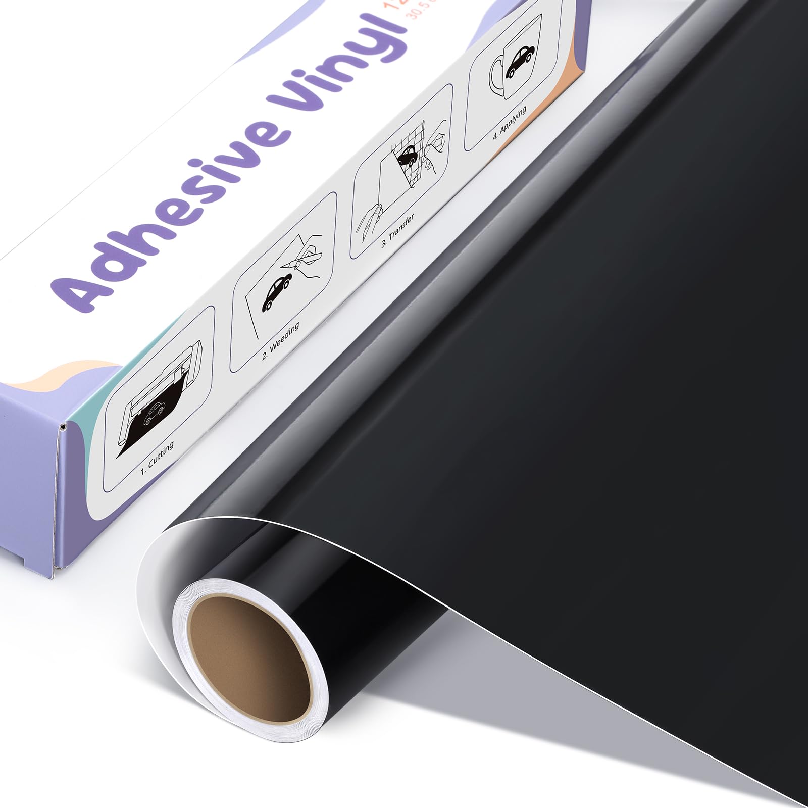 Euqvunn Black Permanent Vinyl Roll - 12' x 10 ft | 0.1 mm Thickness | Weather Resistant 1