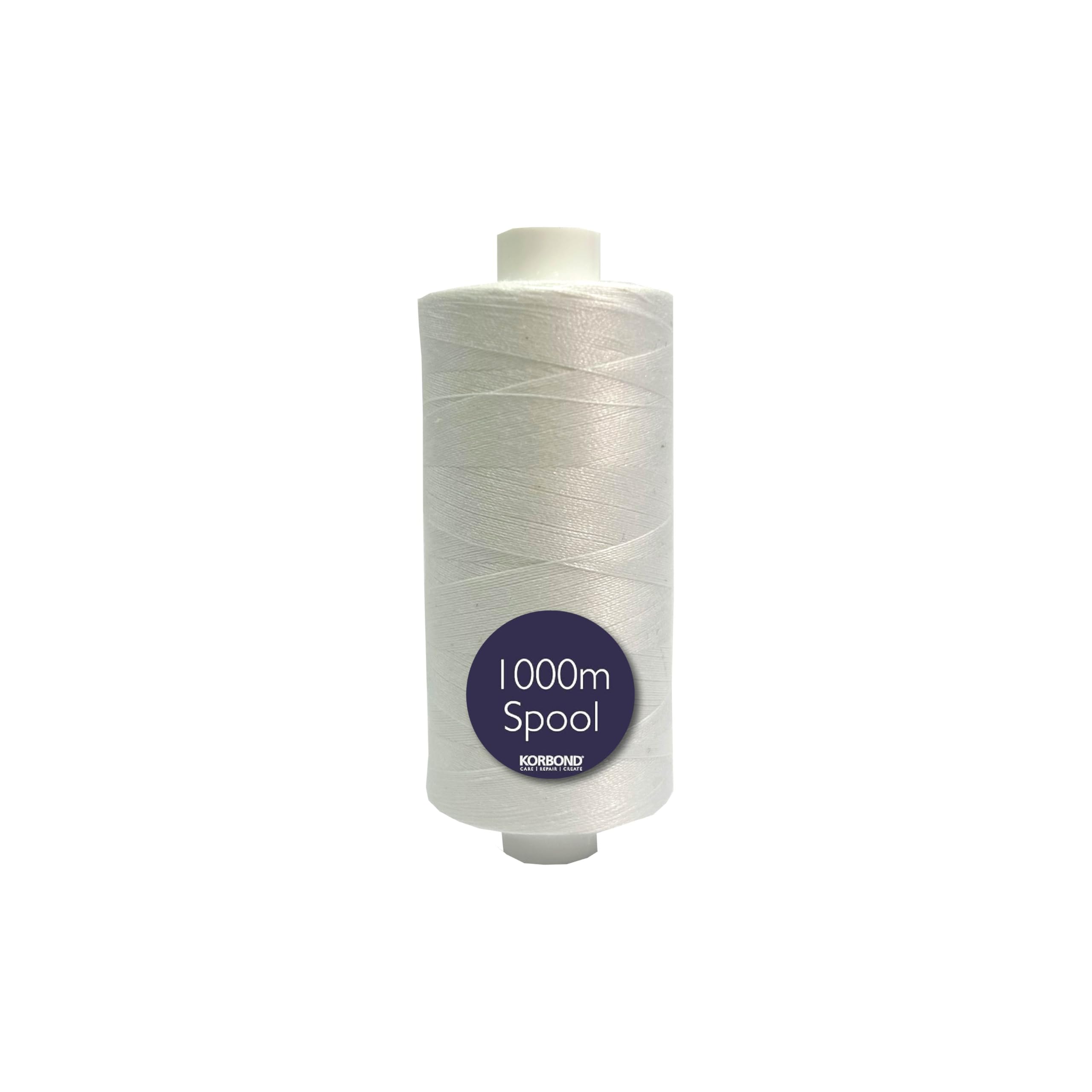 KORBOND White Polyester Sewing Thread - 1000m All-Purpose Strength | Machine & Hand Sewing 1