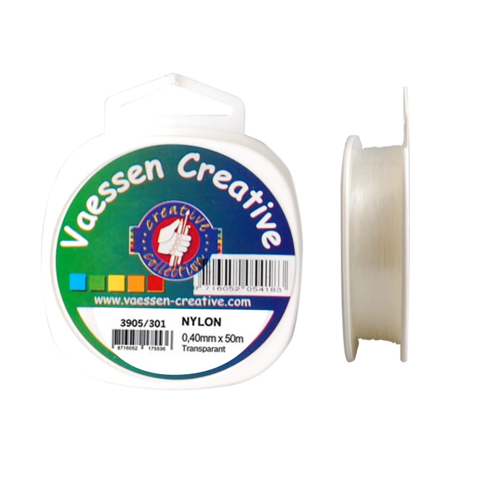 Vaessen Creative Transparent Nylon Cord - Tear-Resistant for Jewellery & Crafts | 0.4mm x 50m Spool 1