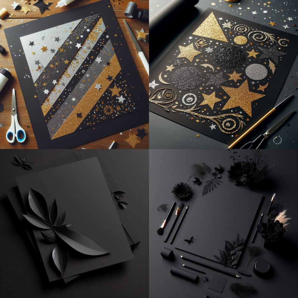 Hawksbill Premium Black Card Stock - A3 Size, 160 GSM, 25 Pack | Smooth Finish for Crafts 5