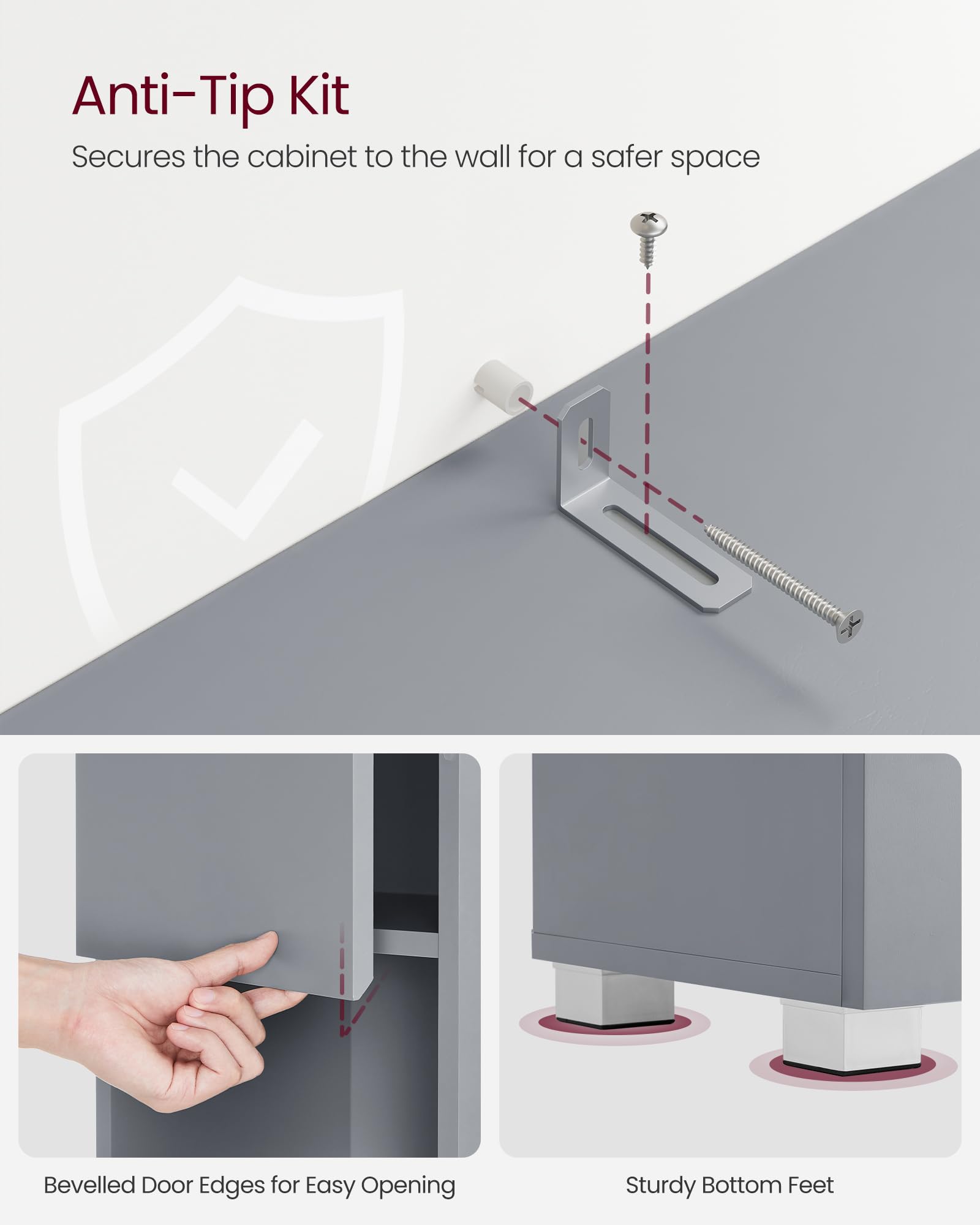 VASAGLE Tall Bathroom Cabinet - Slim Storage | Mystic Grey | 30x30x170 cm 6