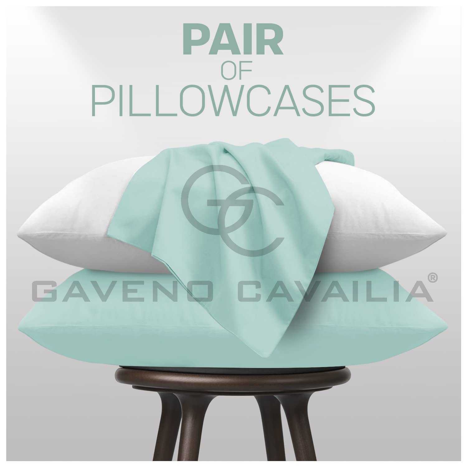 GC GAVENO CAVAILIA Polycotton Pillowcases - 2 Pack, Aqua, Standard Size | Super Soft & Easy Care
