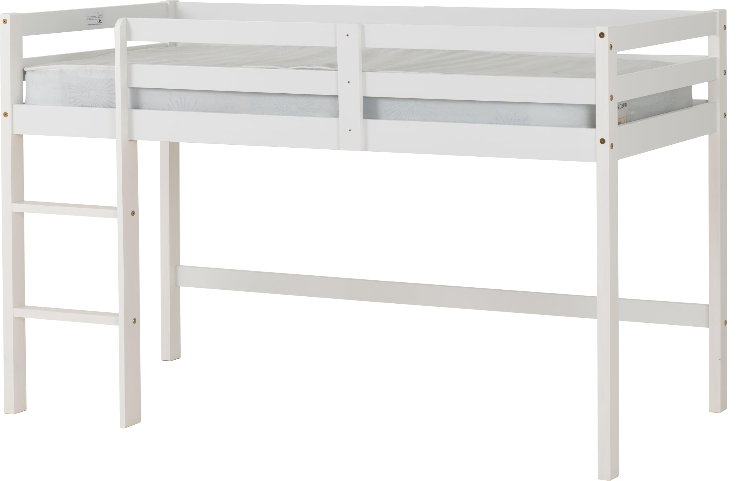 Seconique Panama Mid Sleeper Bed Frame - Single Size, Pine Wood, White Finish 1