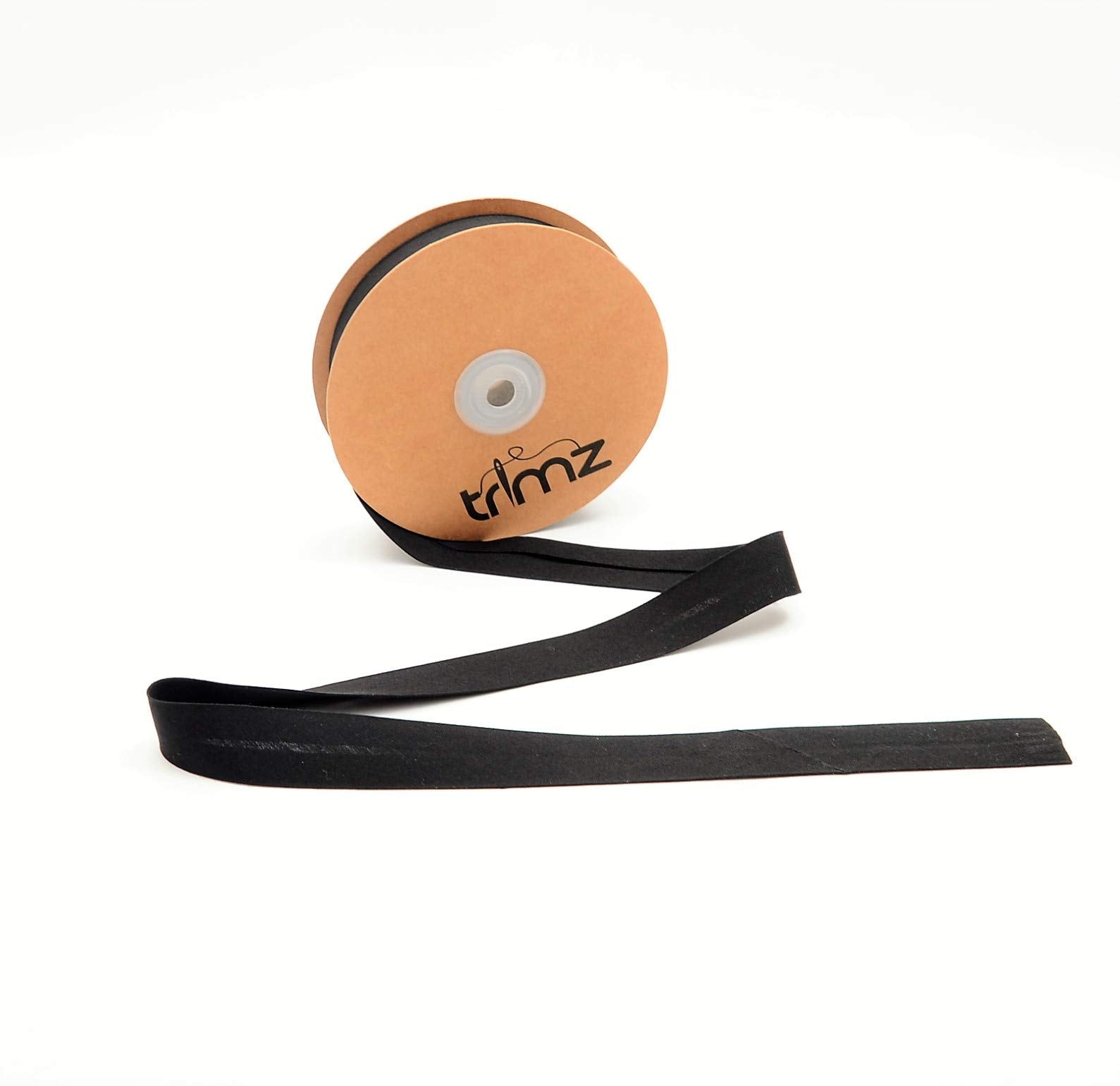 Trimz Polycotton Bias Tape - Black Single Fold Binding | 20m Reel | 25mm Folded Width 4