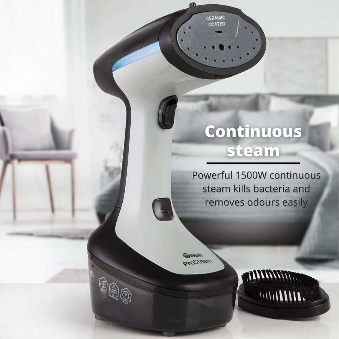 Swan Portable Garment Steamer - 1500W Power | 300ml Tank | Kills 99.99% Bacteria 2