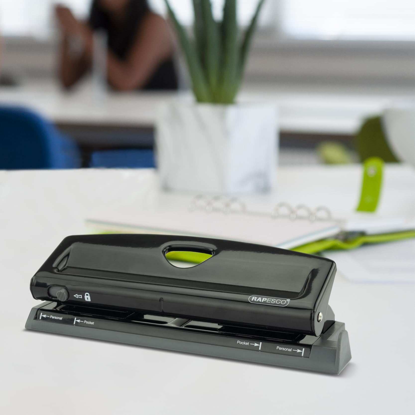 RAPESCO Adjustable 6-Hole Punch - 9 Sheet Capacity | Metal Construction | Black 8