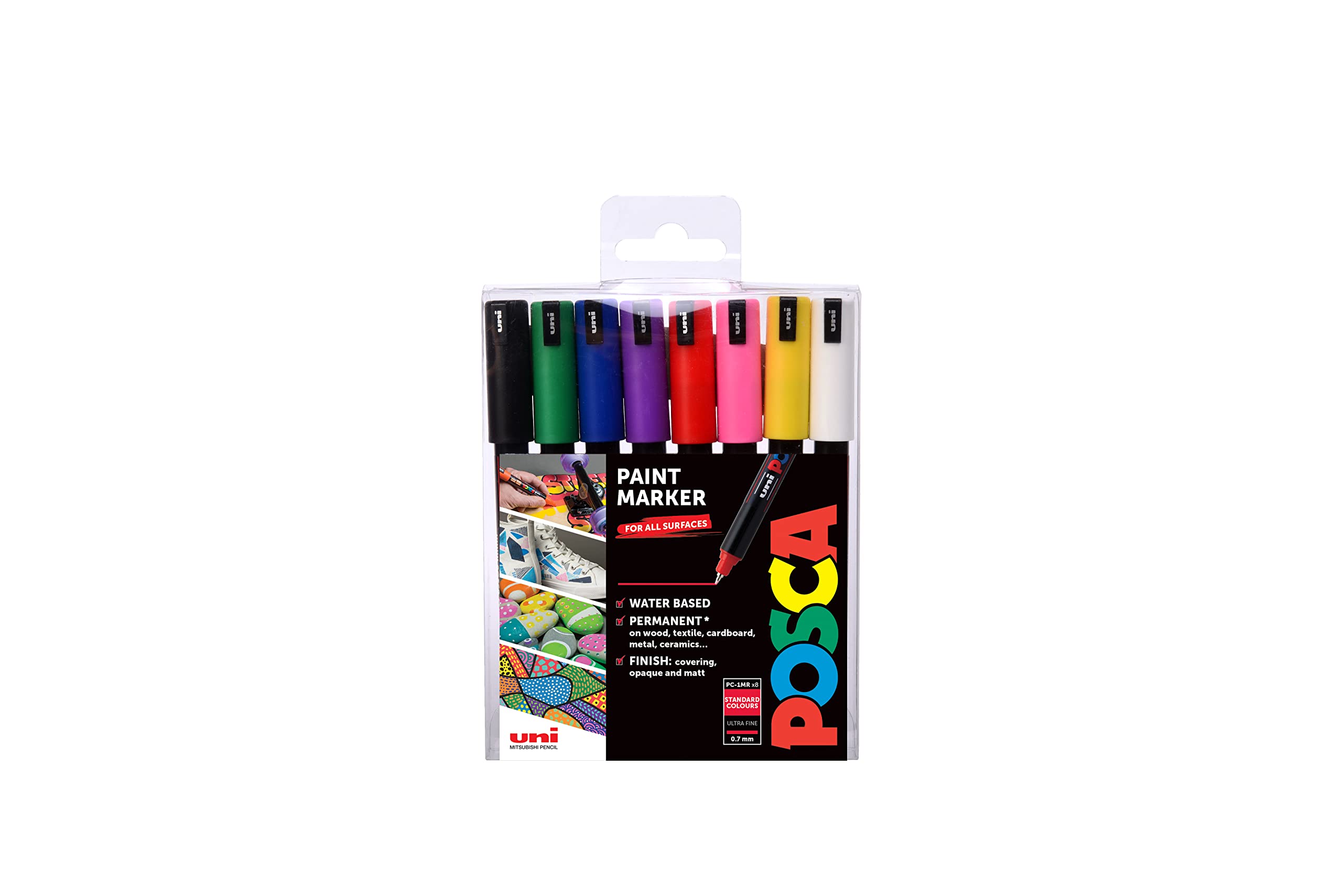 Posca PC-1MR Paint Pens - Ultra Fine Tip Marker for Multi-Surface Use | Pack of 8 1