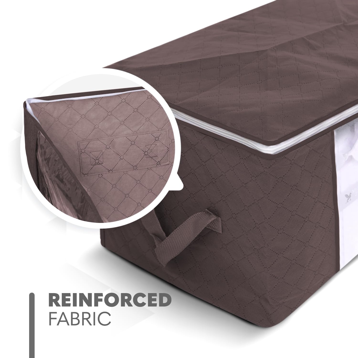 delka 90L Fabric Under-Bed Storage Bags with Lids | Foldable | Brown | Set of 3 7