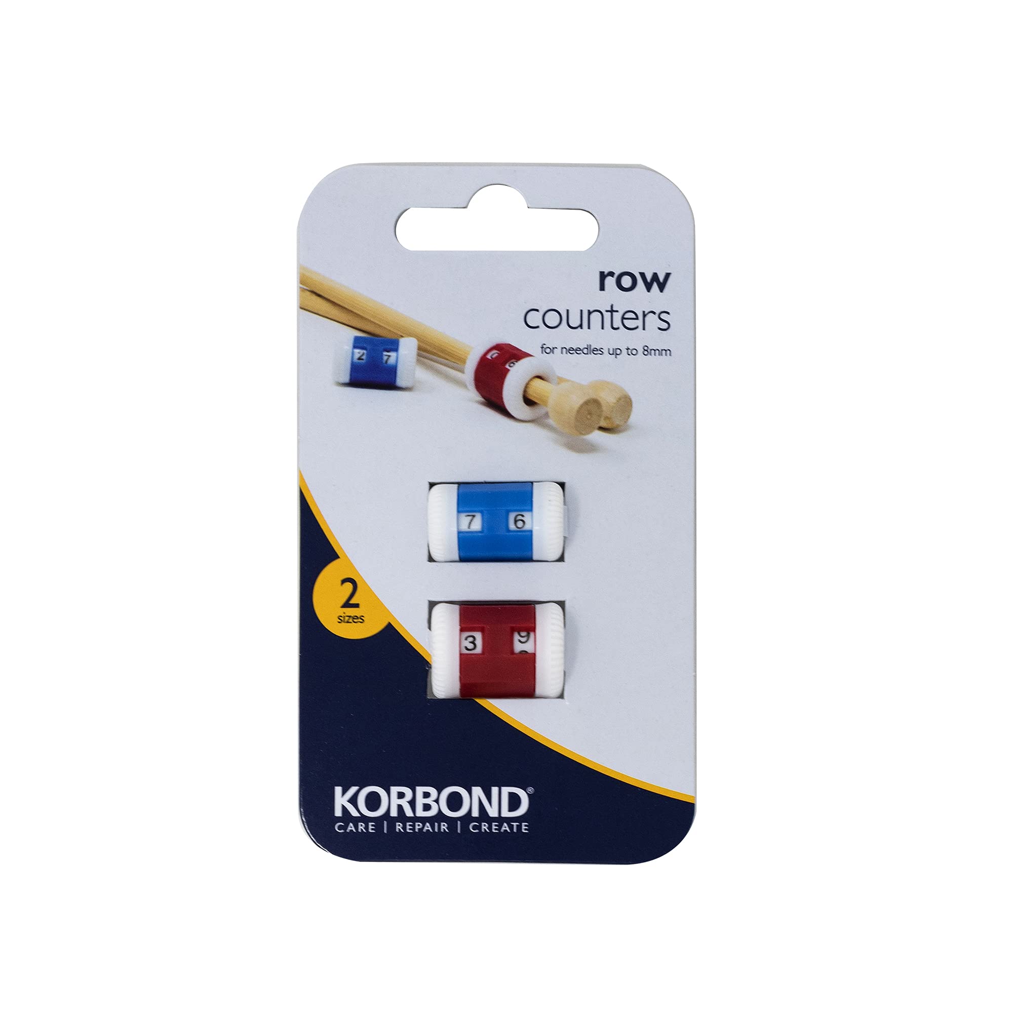 KORBOND 2-Piece Plastic Dial Operated Row Counters | Counts to 99 | Fits Needles up to 8mm