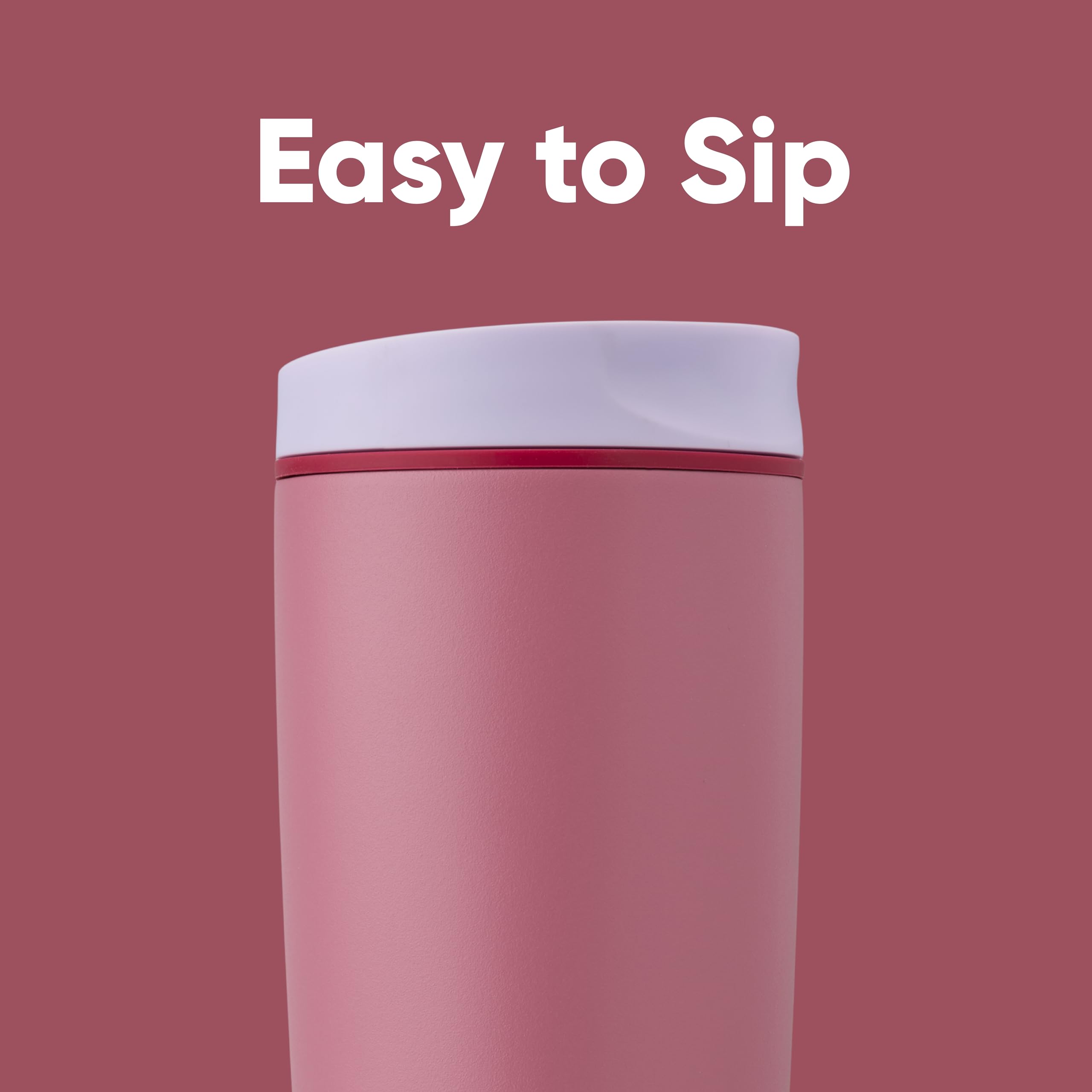 Owala SmoothSip Slider Insulated Stainless Steel Coffee Tumbler 590ml | Leak-Proof | Hot 6 Hrs/Cold 24 Hrs