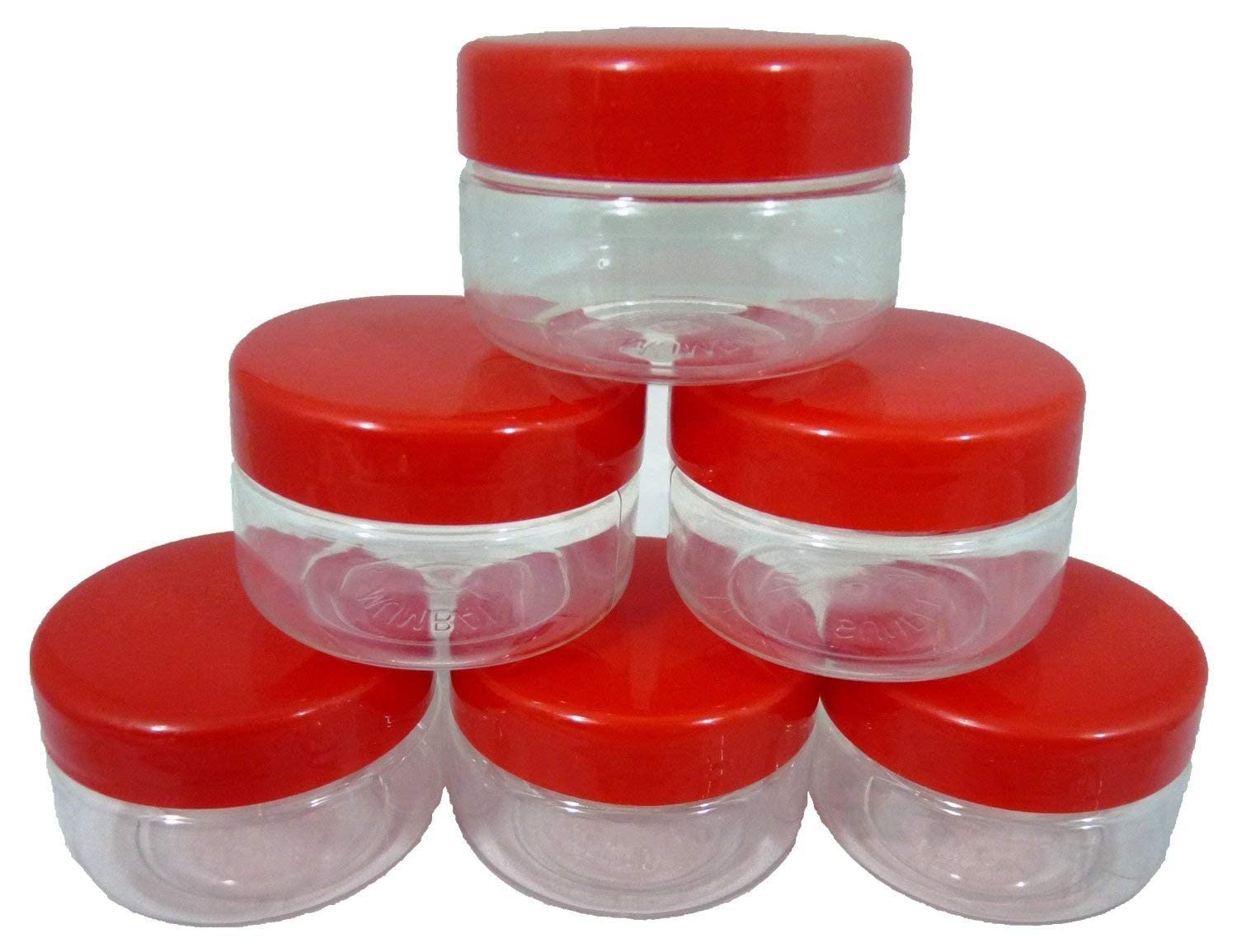 Sunpet J0050 50ml Small Plastic Food Storage Canisters - Red, Leak Proof, Set of 6 2