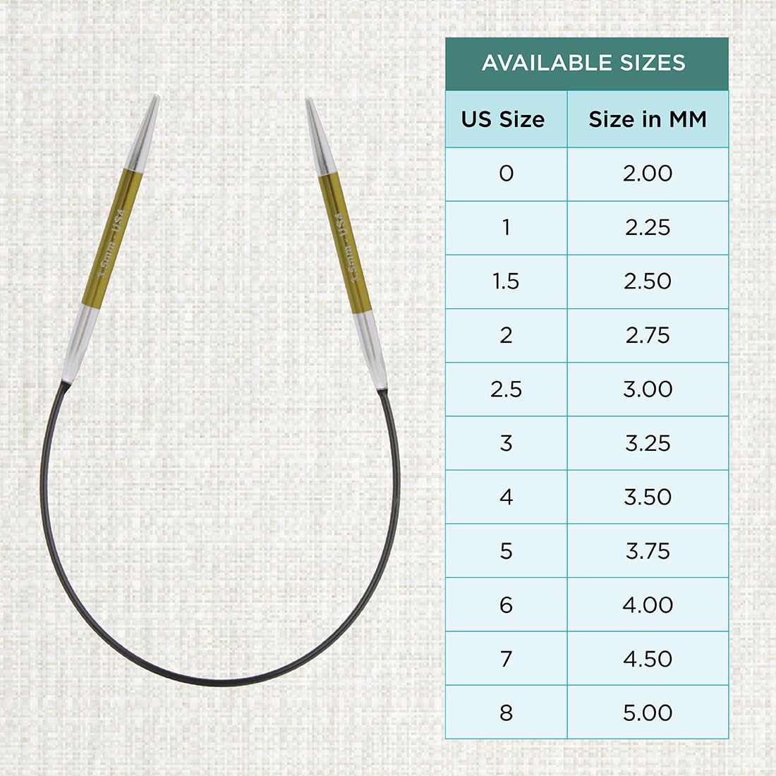 KnitPro Zing Fixed Circular Knitting Needles - 3.50mm (US 4) | 22.5cm Length | Lightweight Aluminium 4