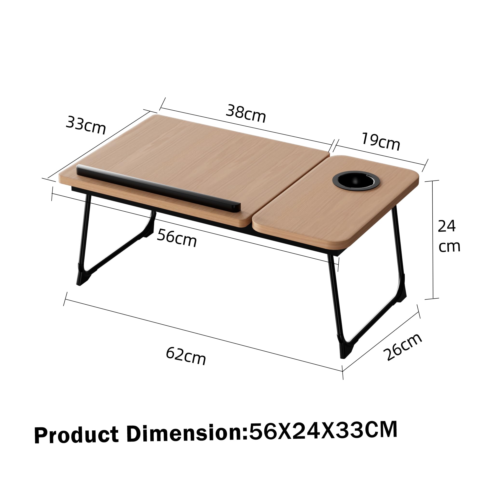 Vivo Technologies Walnut Laptop Bed Desk with Foldable Legs & Cup Slot | 56x33x24cm 6