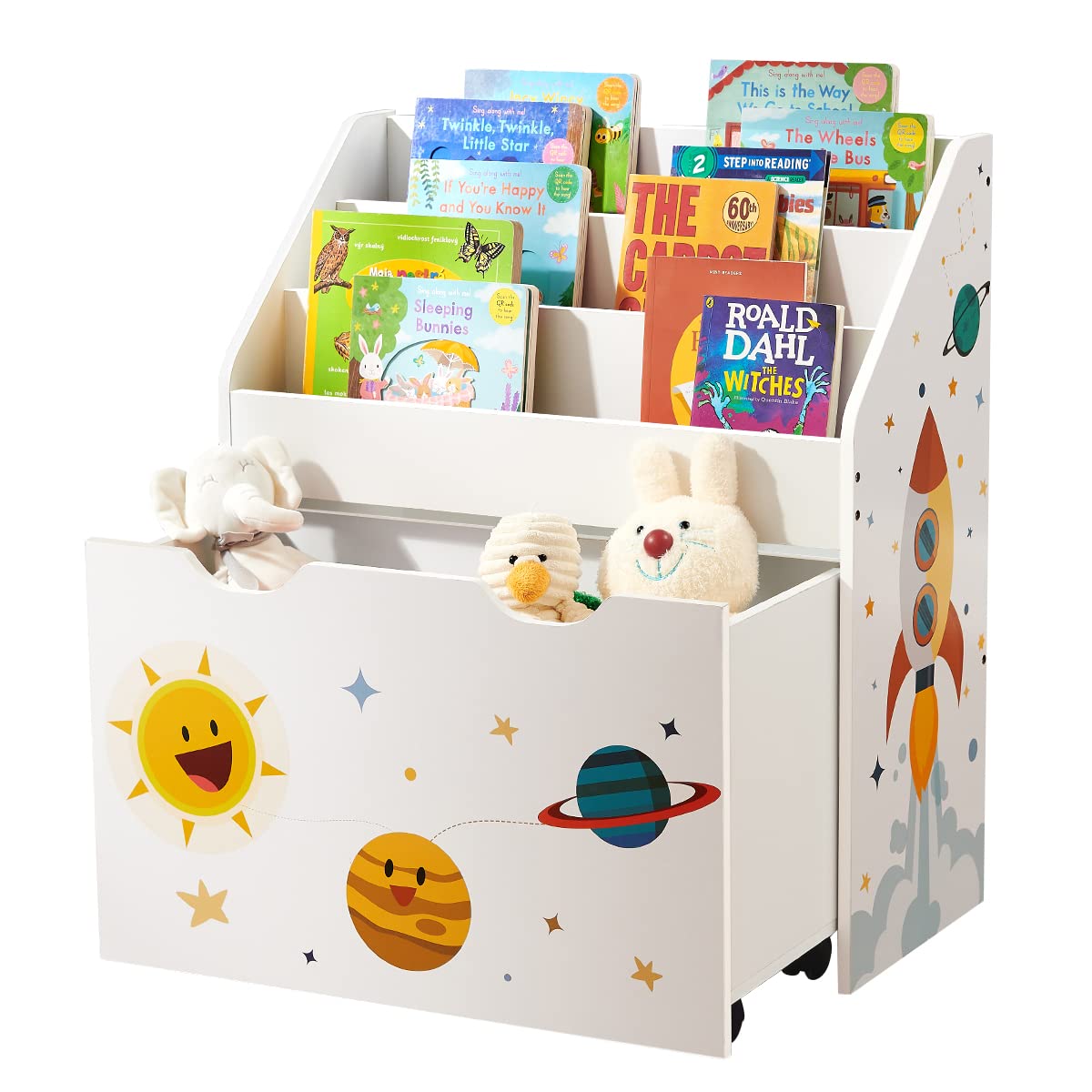 SONGMICS Children's Bookcase with 3 Shelves and Detachable Toy Box | White | 62.5W x 29.5D x 70H cm 1