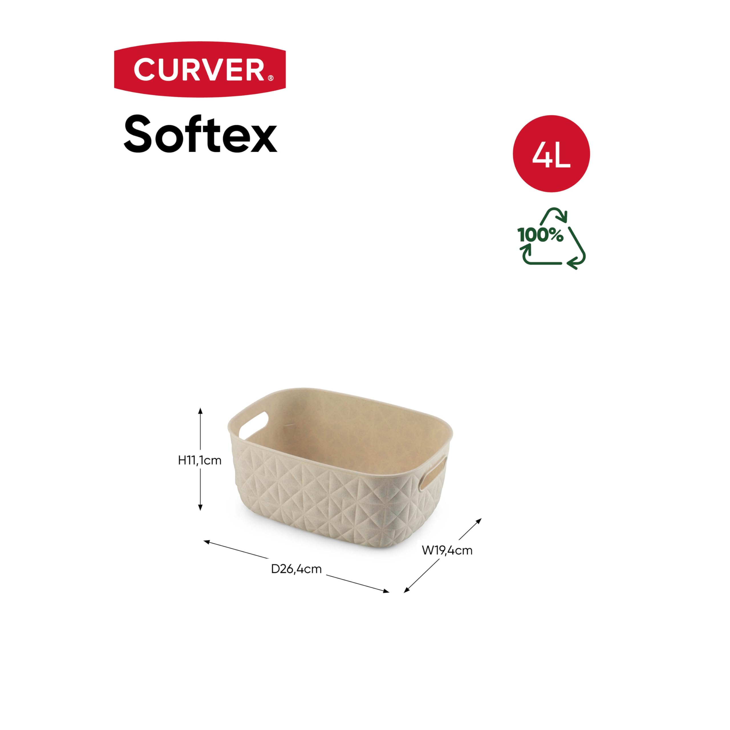 CURVER Softex 4L Storage Baskets (Set of 4) - 100% Recycled Resin | Chalk White 9