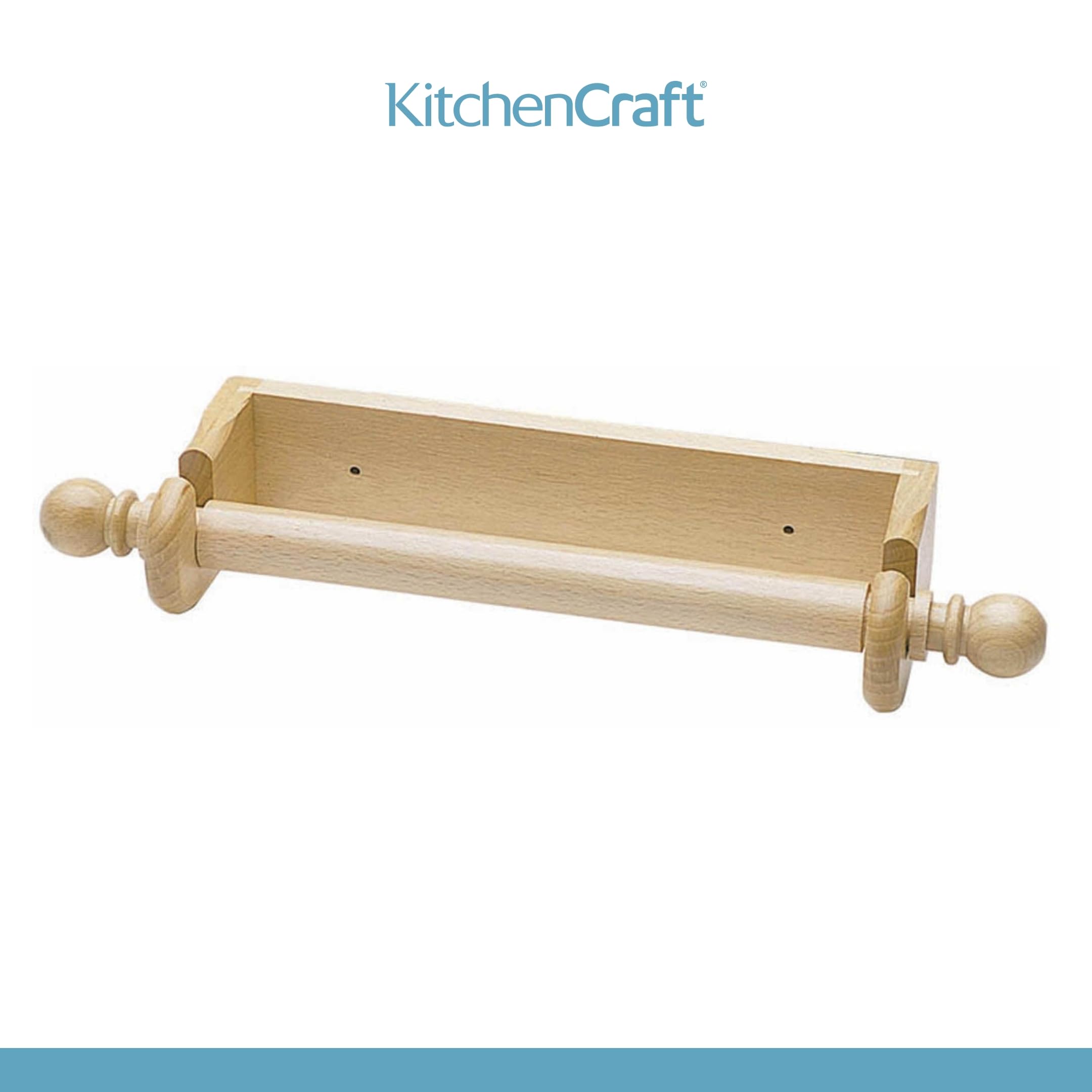 KitchenCraft Wall Mounted Paper Towel Holder - Beechwood, Space Saving Design | Fits 25 cm Rolls 2