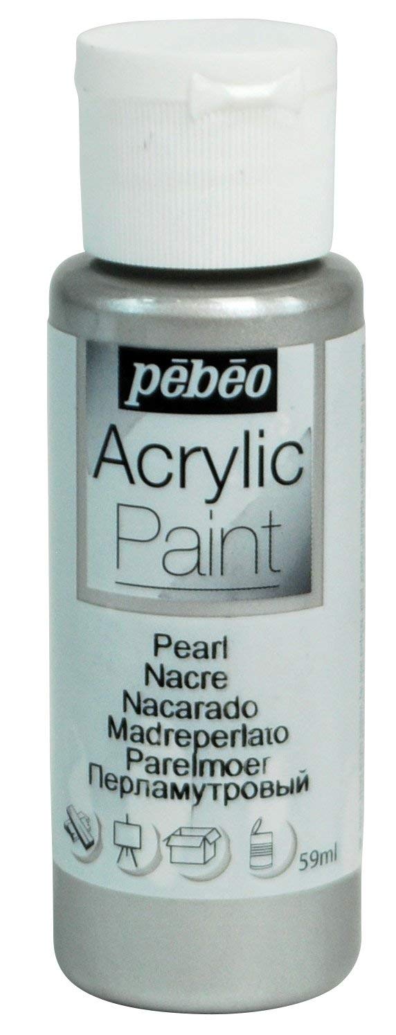 PEBEO Acrylic Paint - Silver Pearl Fluid Opaque | Permanent on Wood, Paper, Canvas | 59ml 1