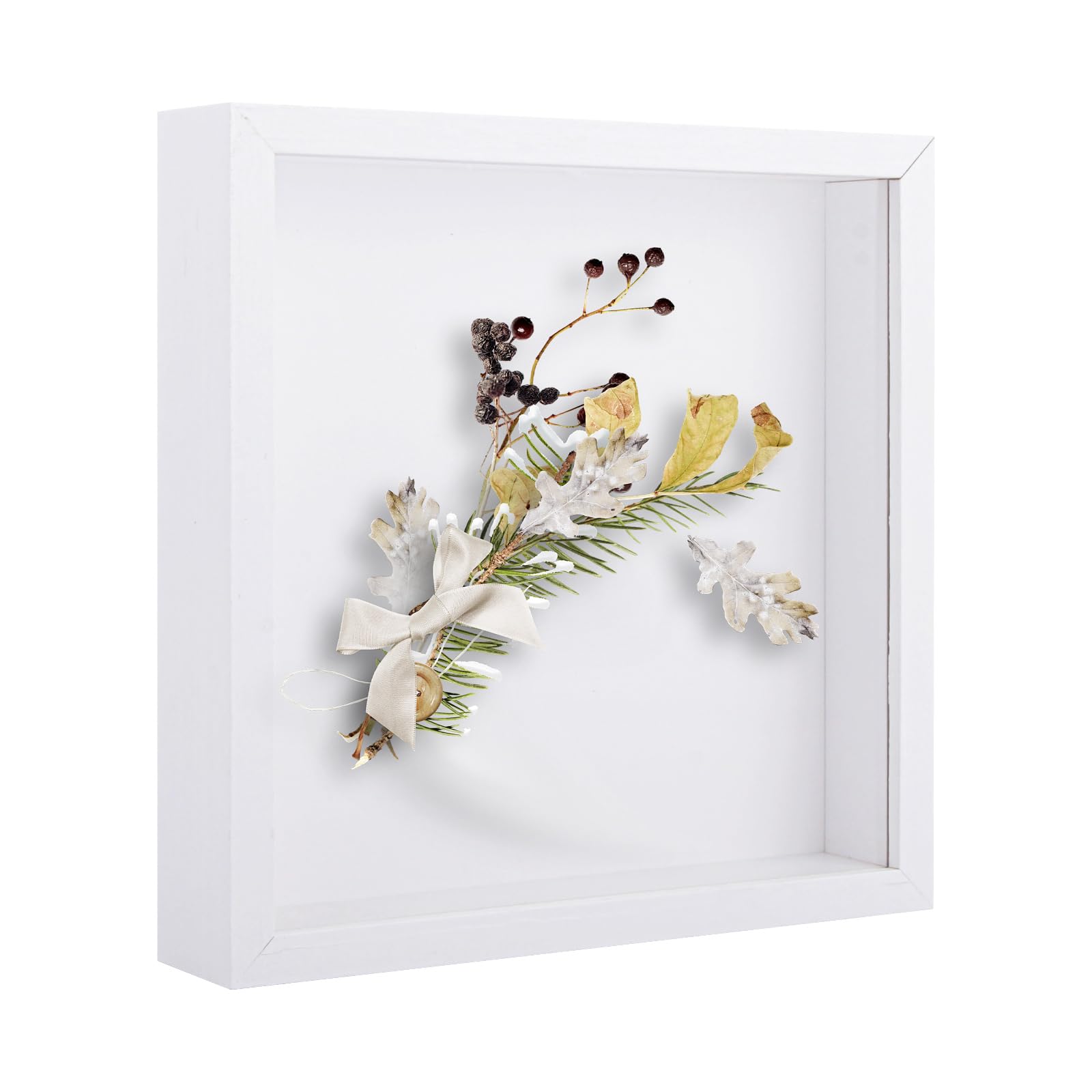 ASelected 3D Shadow Box Frame - 8x8 Inch Deep Display for Wall or Table | White MDF & Acrylic 1