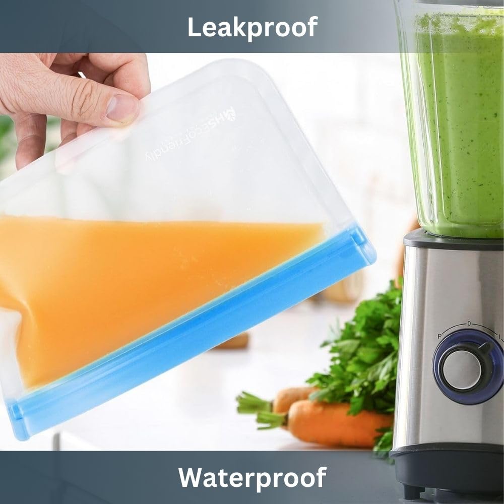 MHSEcoFriendly Reusable Freezer Bags - 15 Pack | M, L & XL Zip Lock Bags | BPA-Free PEVA 5