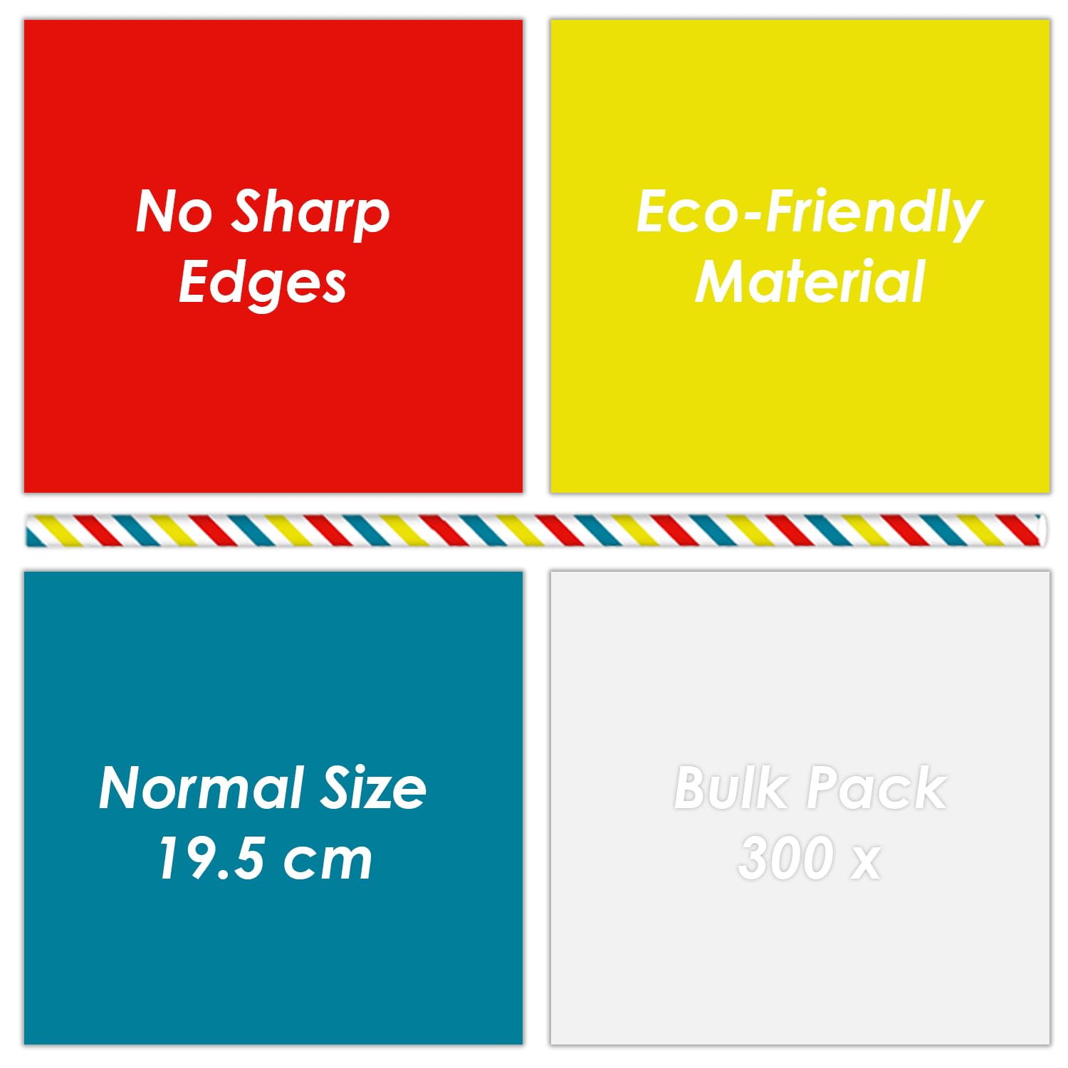 Talking Tables Paper Straws - 300 Pack Bulk Stripy Design | 19.5 cm Eco-Friendly Disposable Drinkware 3
