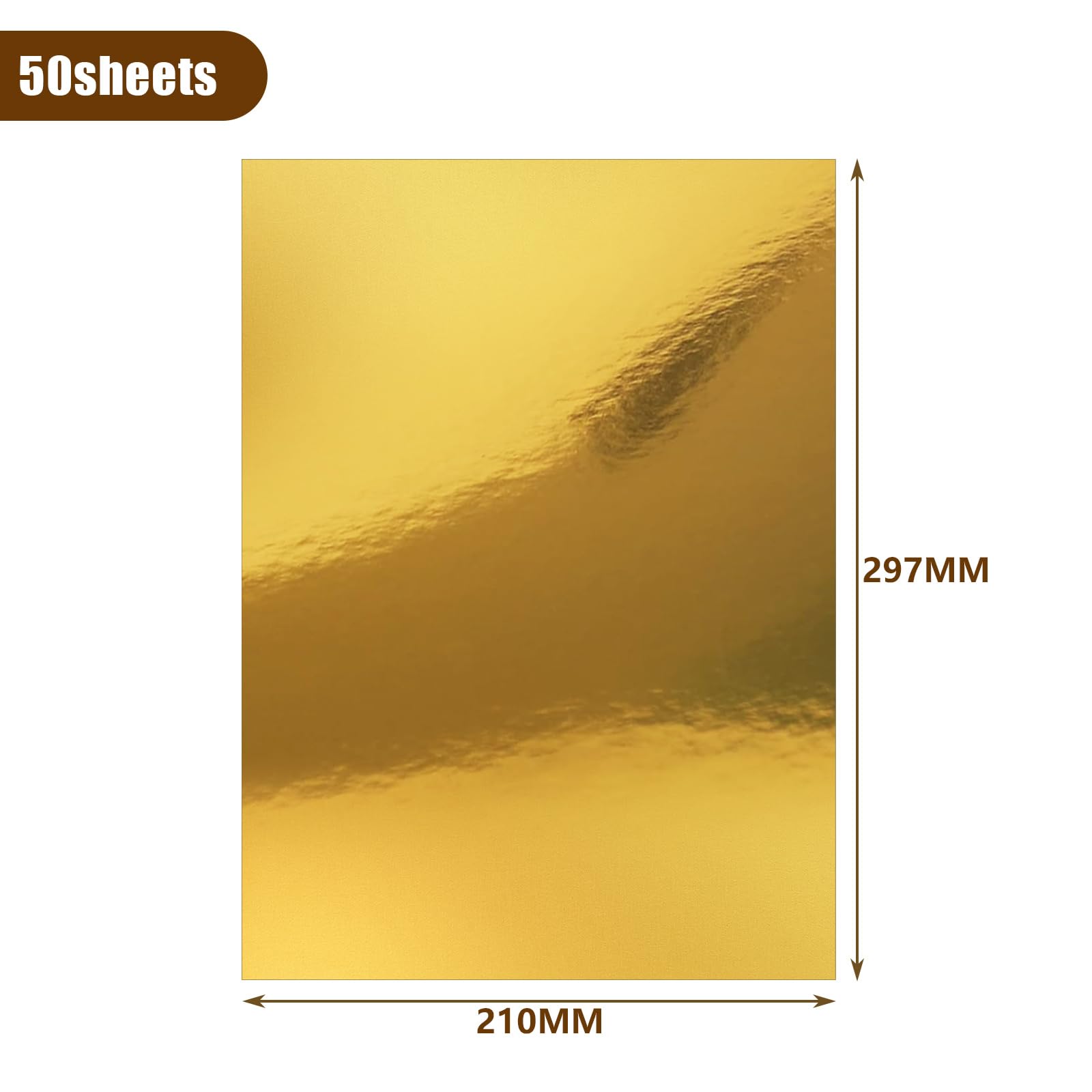 ASelected Gold Mirror Card Stock - 50 Sheets A4 250gsm/92lb Metallic for Crafts 2