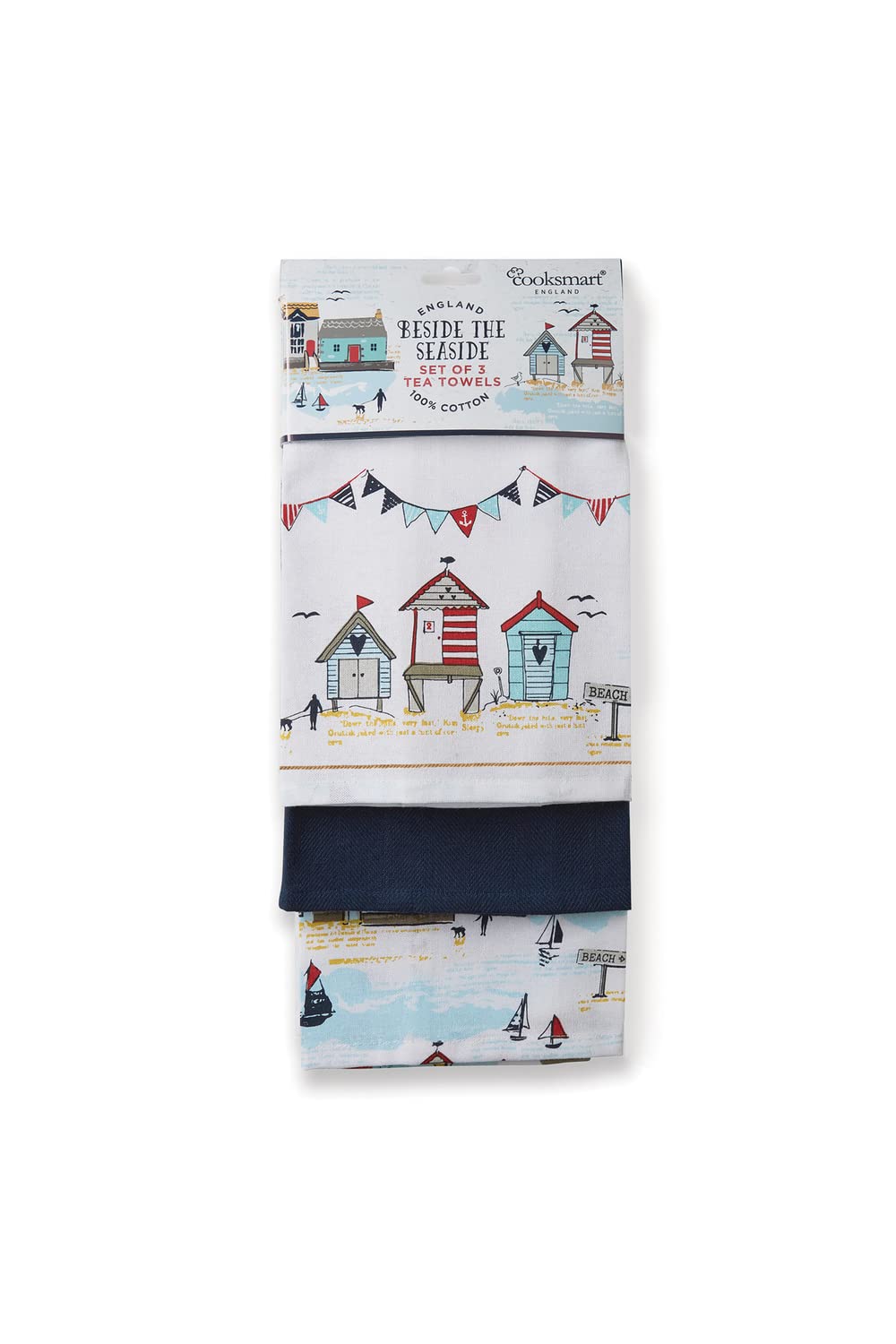 Cooksmart British Designed Pack of 3 Cotton Tea Towels | Multicolour | Super Soft