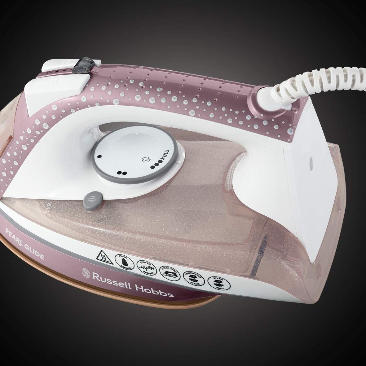 Russell Hobbs Pearl Glide Steam Iron - Pearl Infused Ceramic Soleplate | 150g Steam Shot | Anti-Drip 7