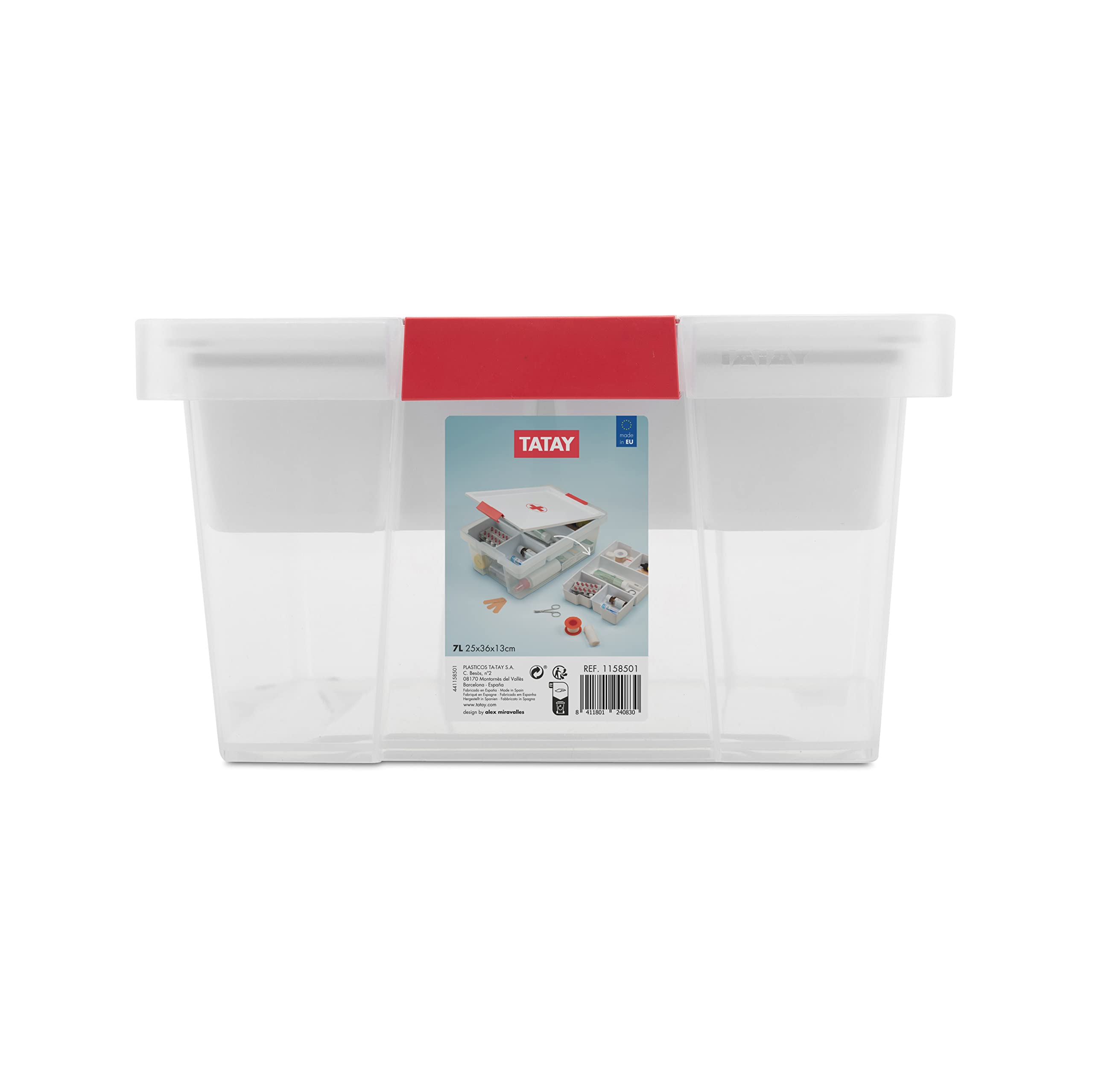 TATAY First Aid Storage Box - 7L Capacity, Hinged Lid, Organiser Tray | White 3