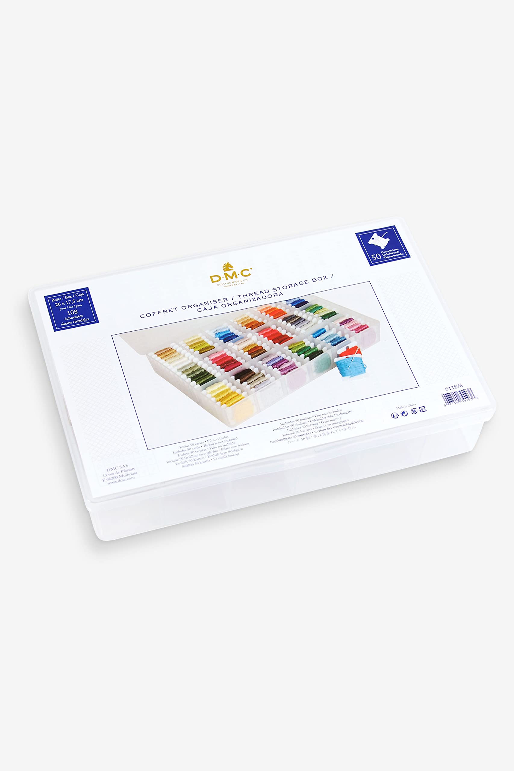 DMC Embroidery Thread Storage Box 6118/6 - Holds 100 Spindles | Includes 50 Empty Bobbins 2