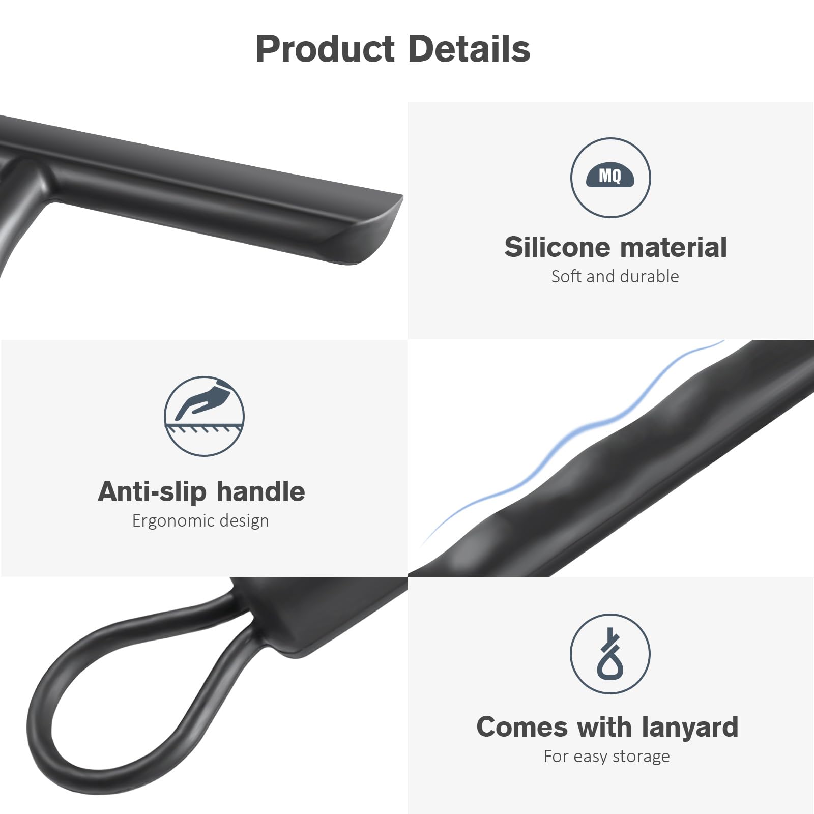 Vinabo Shower Squeegee for Shower Doors - 21cm Wiper Blade | Durable Silicone | Black 4