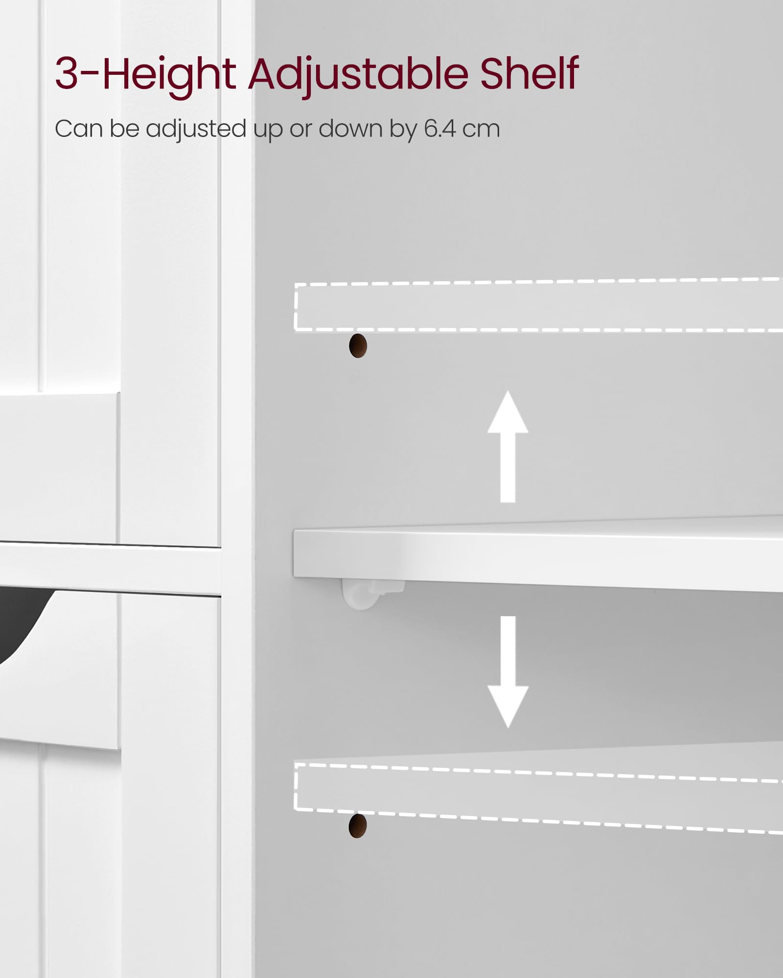 VASAGLE Bathroom Floor Storage Cabinet - 4 Drawers | Adjustable Shelf | Cloud White 6