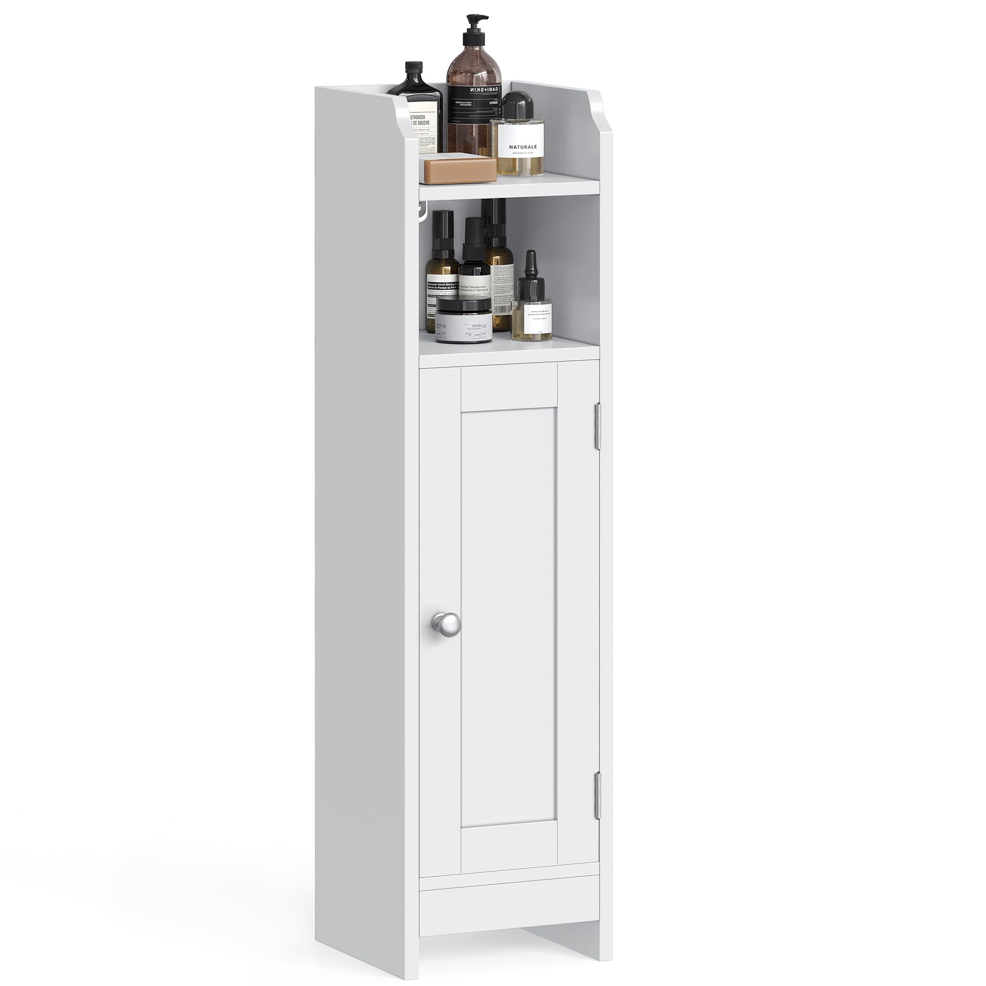 VASAGLE Slim Bathroom Floor Storage Cabinet - White, 80H cm, Adjustable Shelves | BBC310W01 5