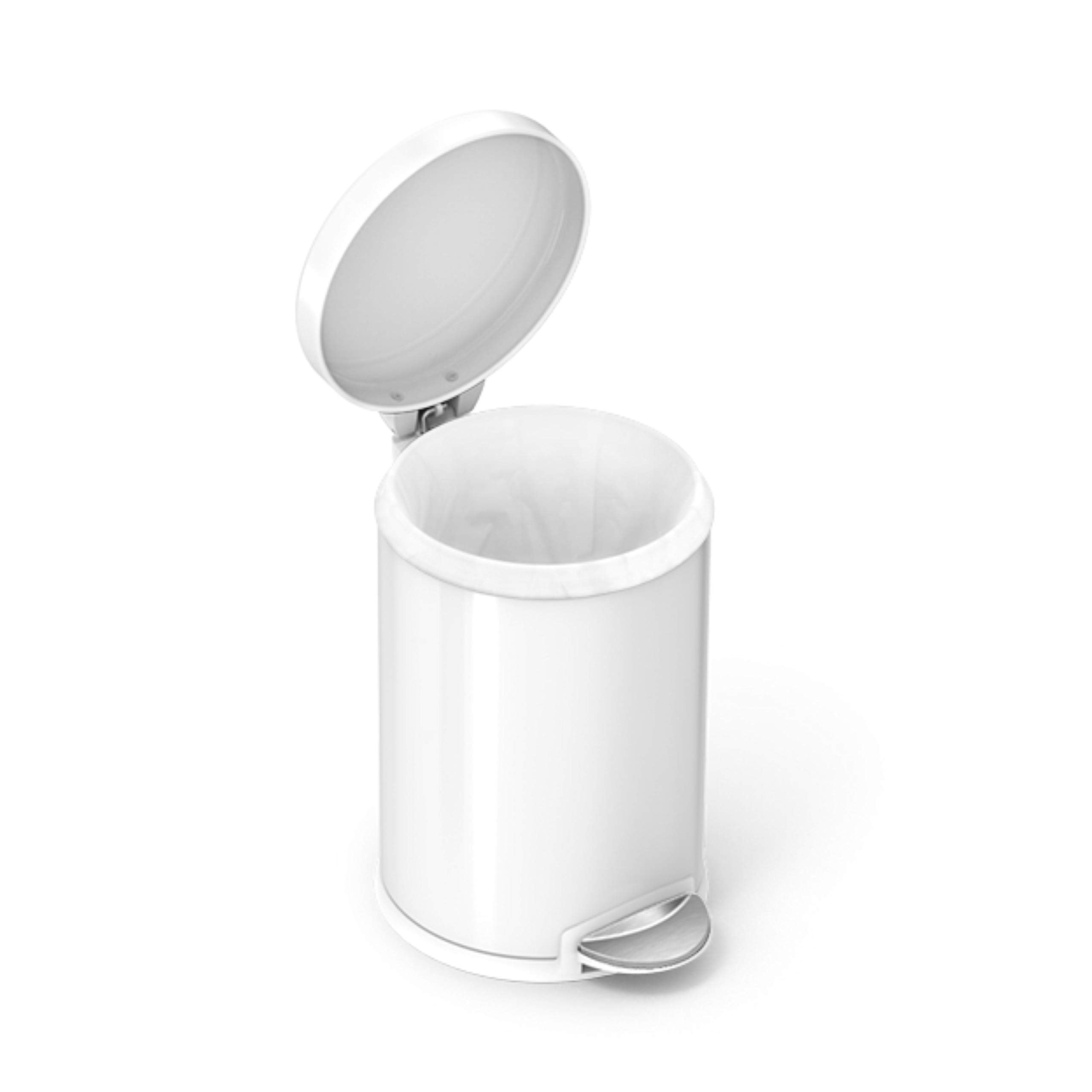 simplehuman CW1853CB 4.5L Round Pedal Bin - Silent Close Lid | Strong Steel Pedal | White Steel 2