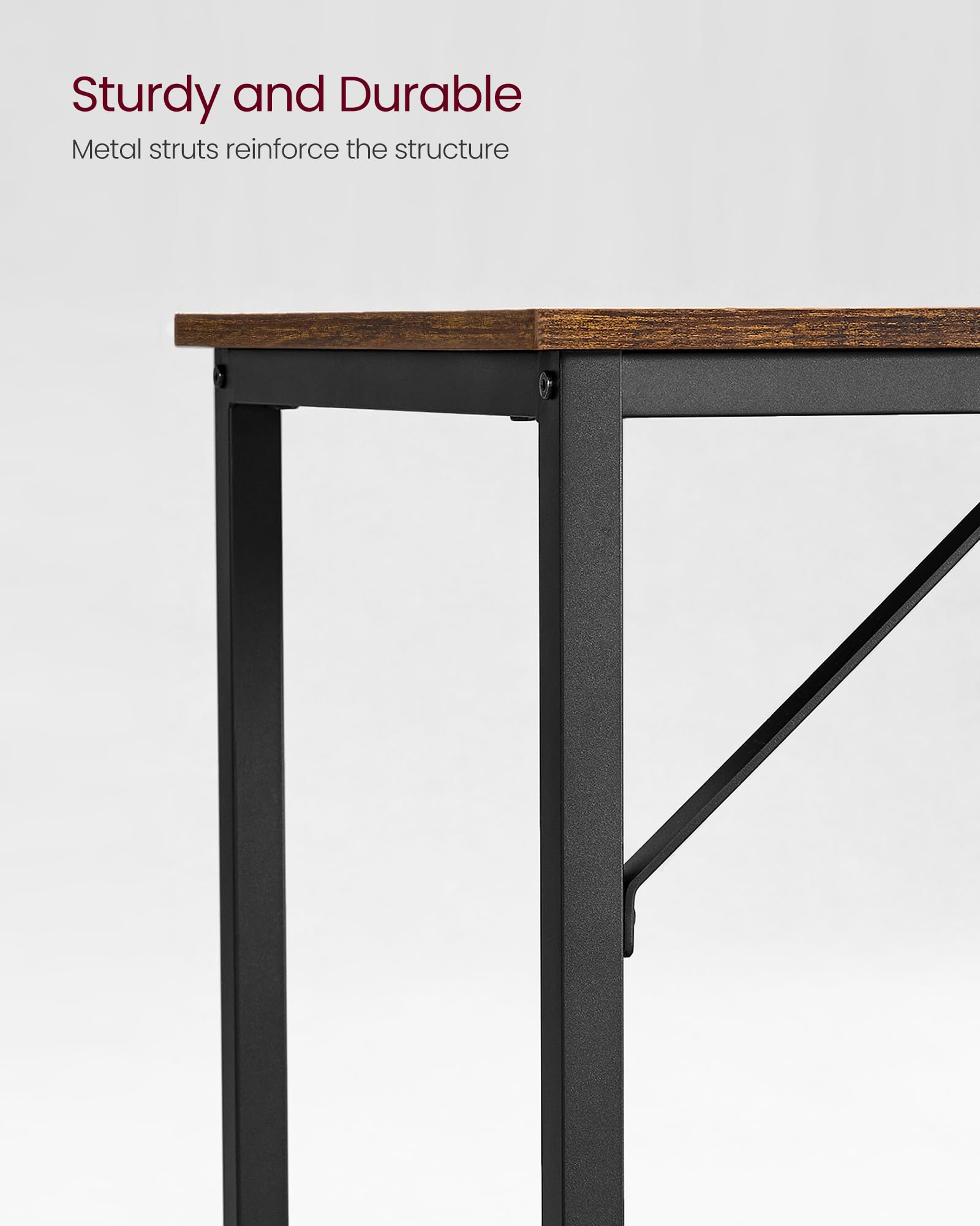 VASAGLE Computer Desk - Industrial Design, Rustic Brown/Black | 100 x 50 cm Top | 50 kg Load Capacity 5