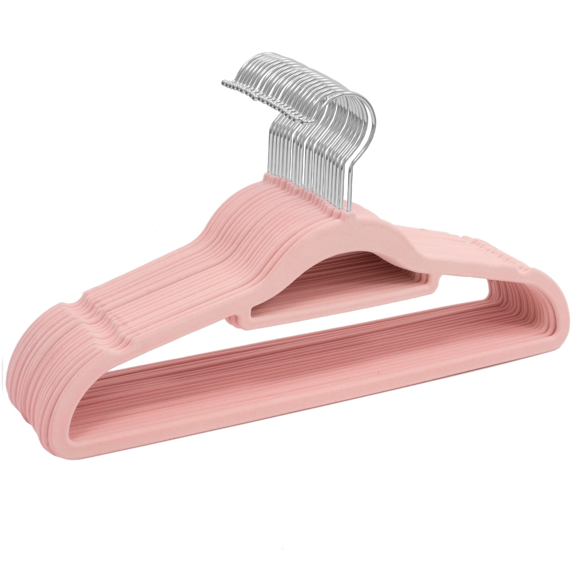 Sasha Morel Velvet Coat Hangers - 20 Pack Non-Slip Space Saving with Swivel Hooks | Pink 8