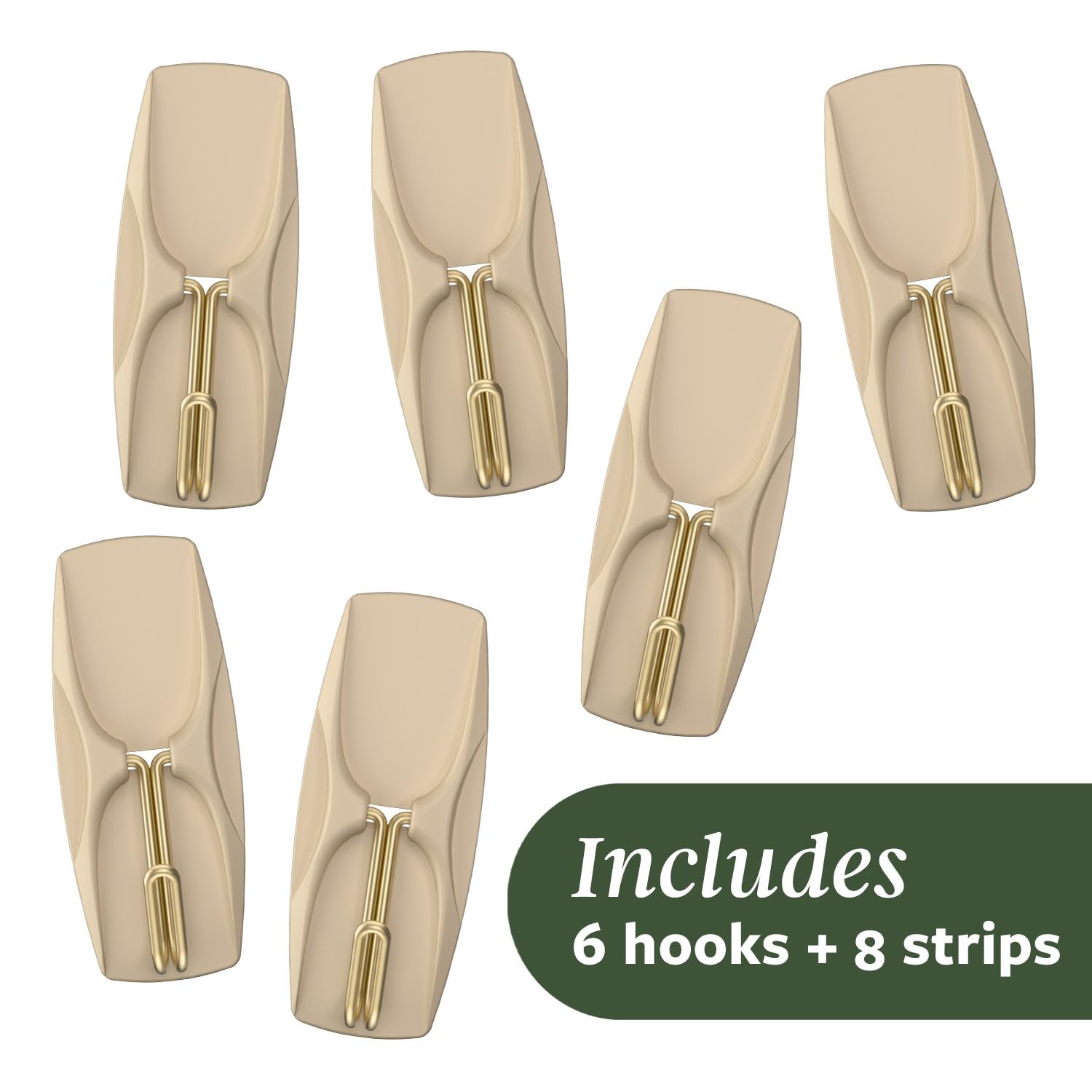Command Medium Wire Hooks - Damage-Free Hanging | Holds 900g | Latte Brown | 6 Hooks, 8 Strips 7