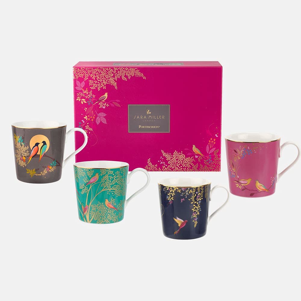 Portmeirion x Sara Miller London Set of 4 Assorted Fine China Coffee Mugs | 12oz/0.34L 1