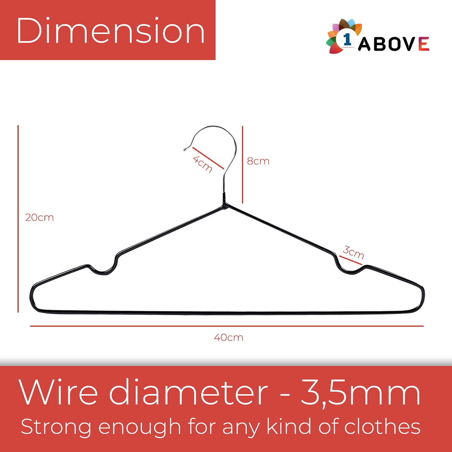1ABOVE 25 Pack Rubber Coated Metal Hangers - Heavy Duty Space Saving Non-Slip | 0.4cm Thin Profile 3