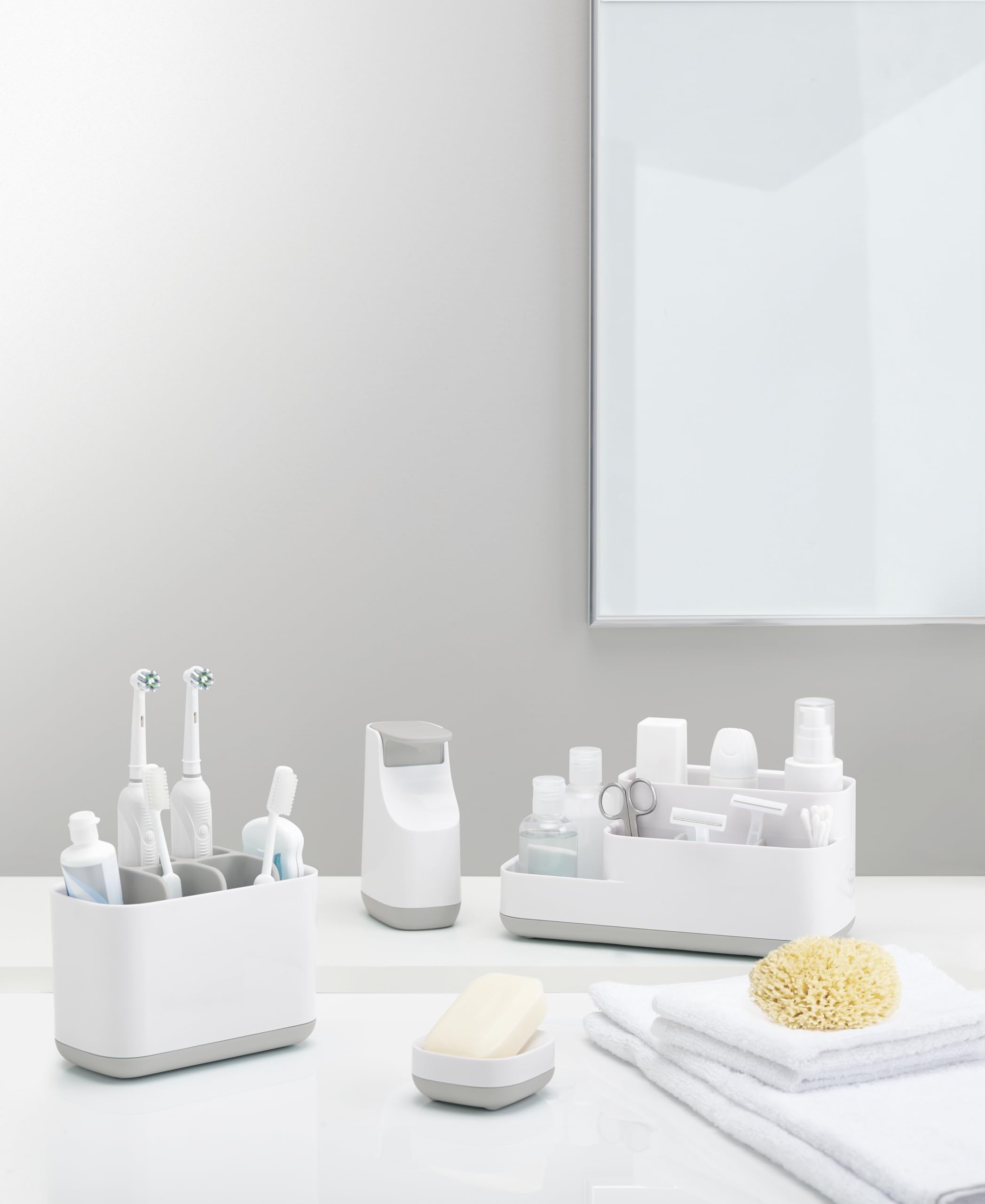 Joseph Joseph Easy-Store Large Toothbrush Holder Caddy - Versatile Bathroom Storage | Grey/White 5