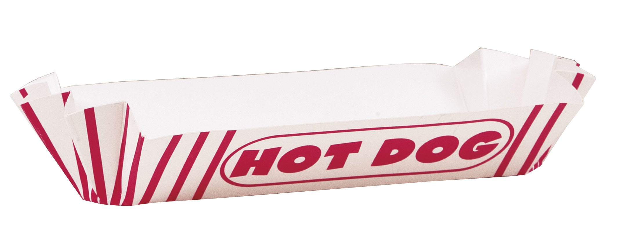Unique Party Paper Hot Dog Trays - Red/White Striped, Pack of 8 | Biodegradable Serving Solution