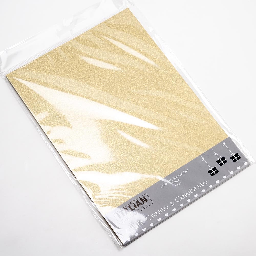 Italian Options Metallic Gold Textured Cardstock Paper - 250gsm | A4 Size | 10 Sheets 1