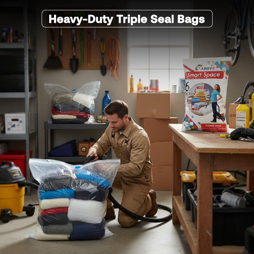 1ABOVE Pack of 6 Vacuum Storage Bags - Space Saving up to 70% | Mould, Moisture & Bug Proof 7