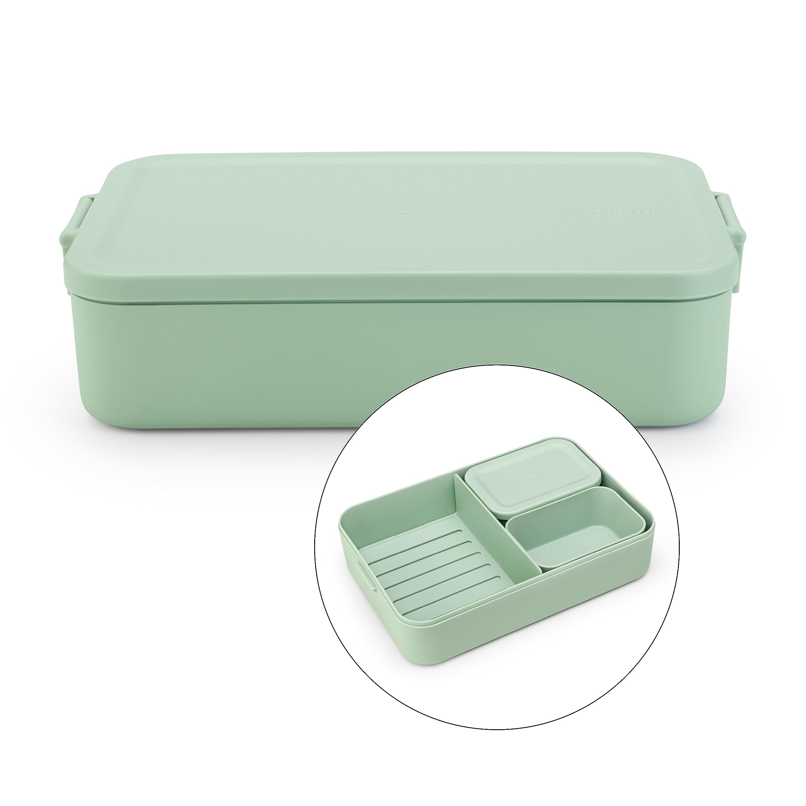 Brabantia Make & Take Lunch Box Bento - 2L Capacity, Jade Green | Microwave/Freezer Safe 1