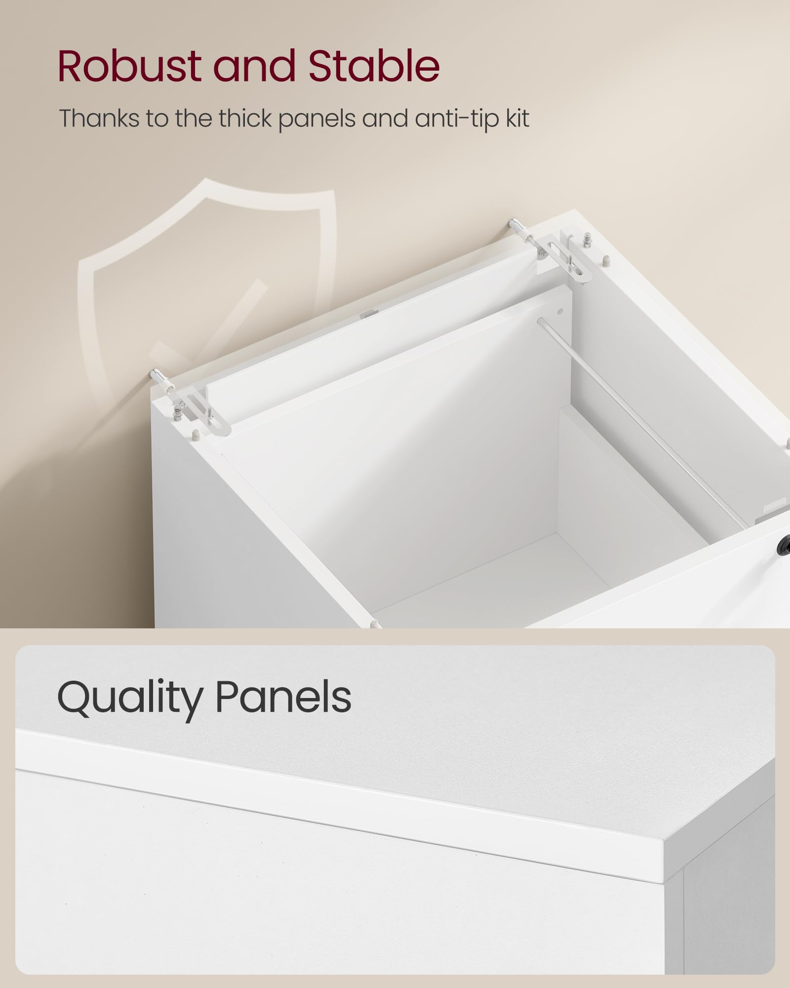 VASAGLE Vertical File Cabinet - 4 Lockable Drawers | A4 & Letter Size | Cloud White 6
