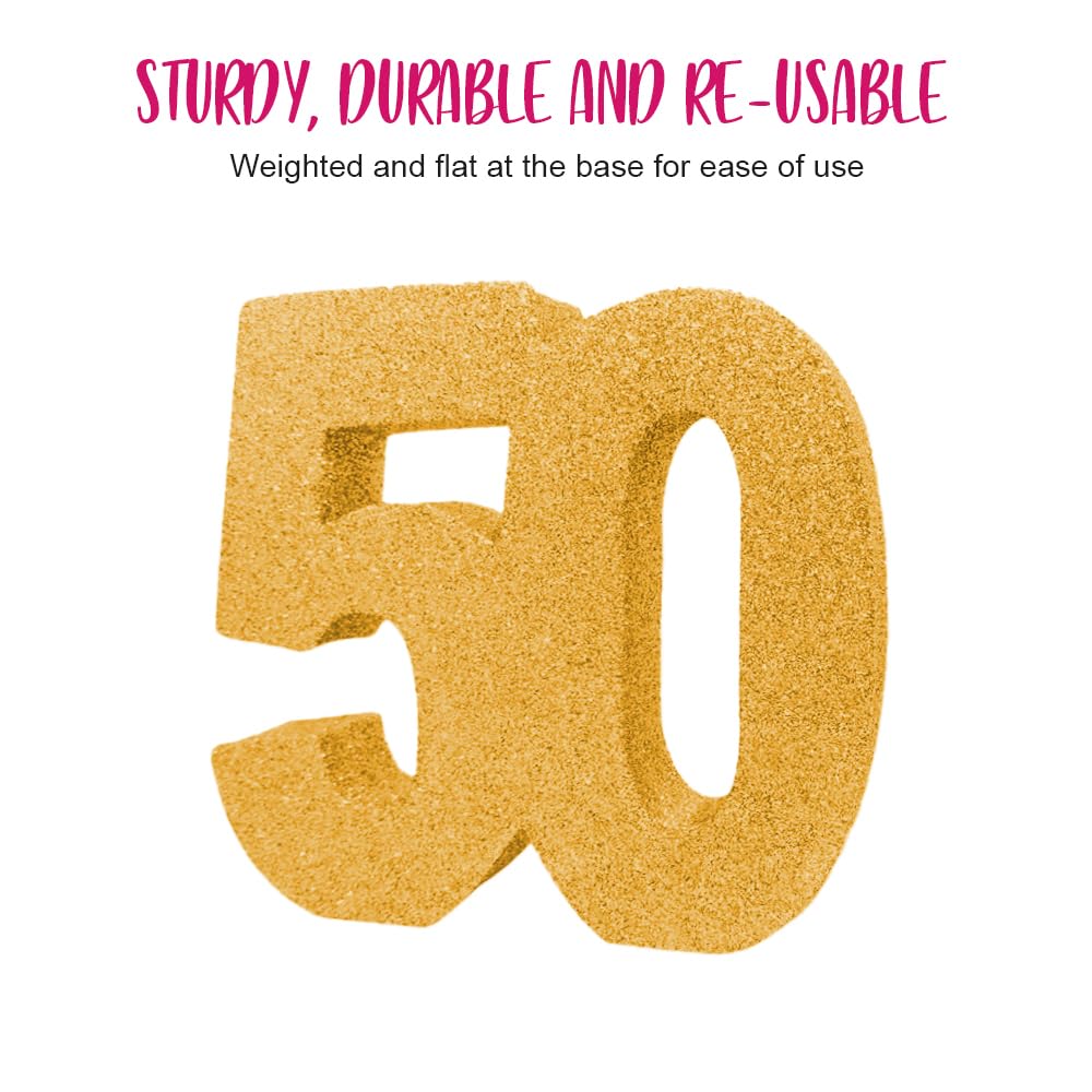 Anniversary House H104 Gold Glitter Number 50 Table Decoration - 1 Pc | 20cm Size 3