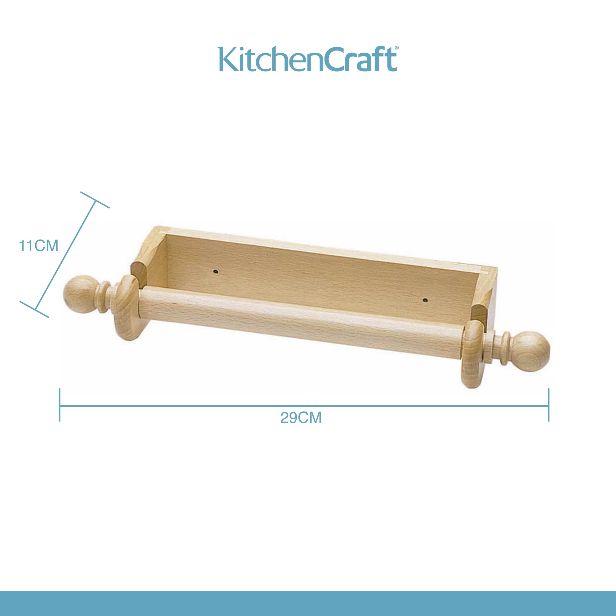 KitchenCraft Wall Mounted Paper Towel Holder - Beechwood, Space Saving Design | Fits 25 cm Rolls 3